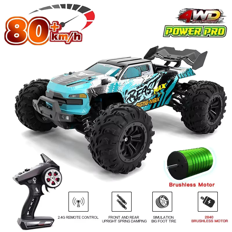 Scale 4WD RC Car – High-Speed Racing Off-Road Adventure (40–80KM/H)